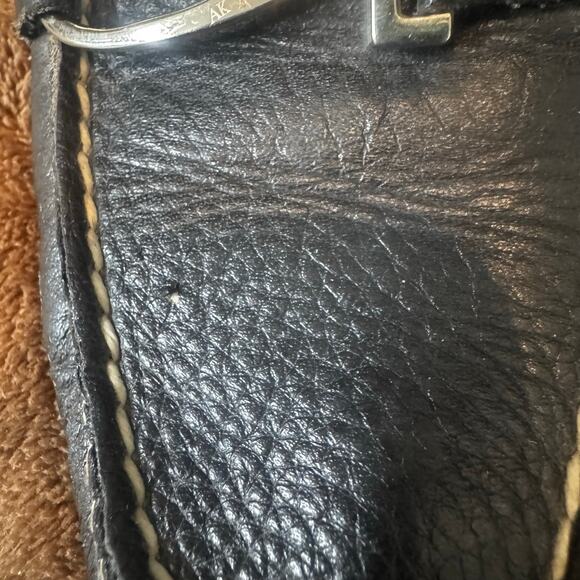 Anne Klein Women’s Black Leather Loafers Size 6.5 Silver Buckle Office - Picture 3 of 9